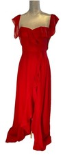 JJ S House Elegant Red Formal Off Shoulder Gown, Wedding, Prom, Maxi Sz S