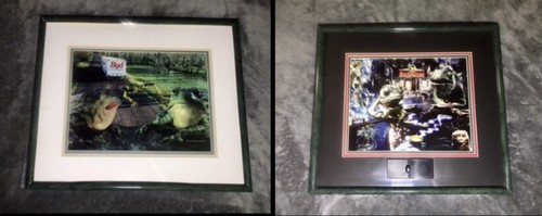 2 Vintage Budweiser Beer Bud Frogs Commercial Animation Art Bar Decor Sign w COA