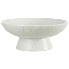 12" Round Speckled White Ceramic Bowl Sophisticated Design Durable Construction
