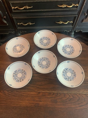 Vintage 6 Noritake Progression China Blue Moon 9022 Floral 7,5" Coupe Suppenschüssel - Bild 2 von 19