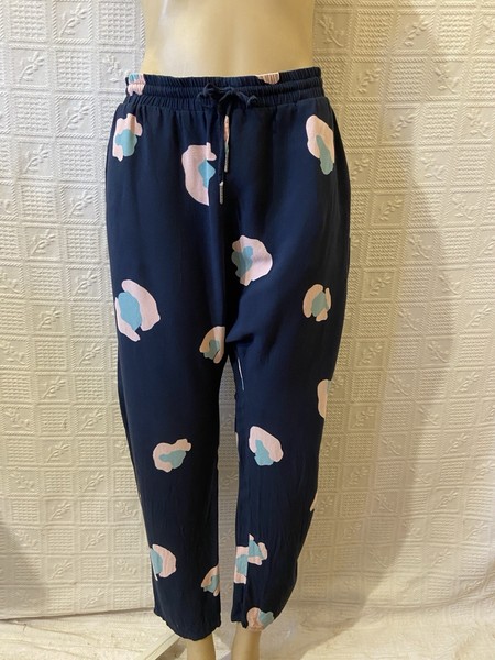 ELM Lifestyle Boho Pants size 14 blue pink Elastic Waist Drawstring