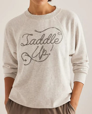 By Anthropologie Crew-Neck Graphic Sweatshirt Top Long Sleeve Gray S-P 277028