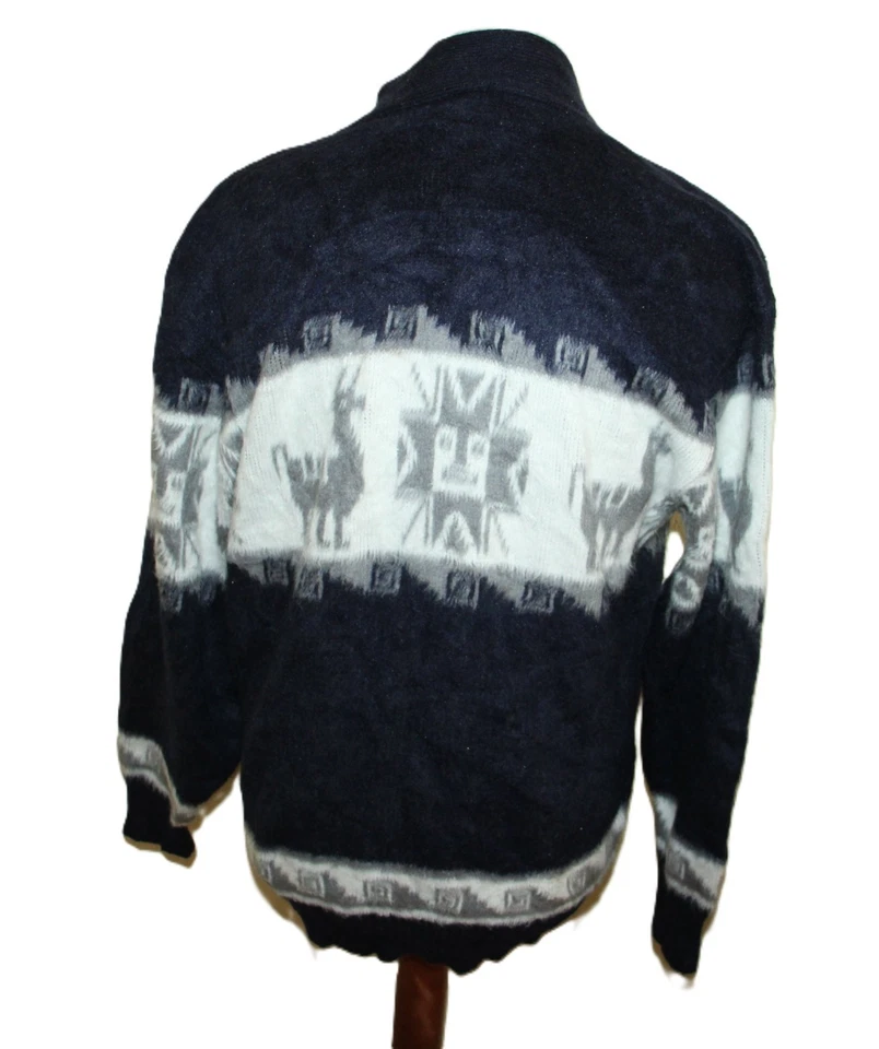 Alpaka Strickjacke Lamas Muster Herren Gr. L Ethno Anden Peru Wolljacke Vintage - Bild 2 von 4