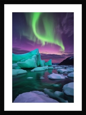 Moody Northern Lights Framed Wall Art Poster Canvas Print Picture
