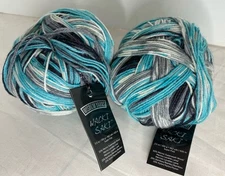 Lot of 2 Wisdom Yarn Wacki Saki Absurd Aqua Wool Bamboo Nylon Superfine 100g