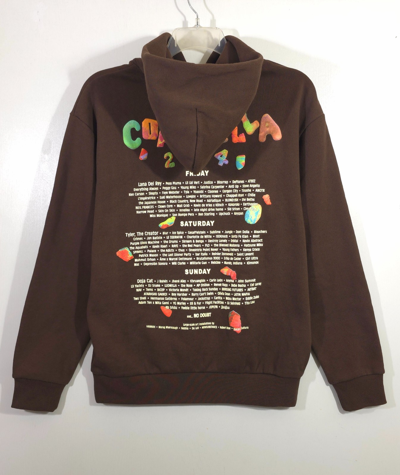 Coachella 2024 Hoodie Official Lineup Merch Brown Size S