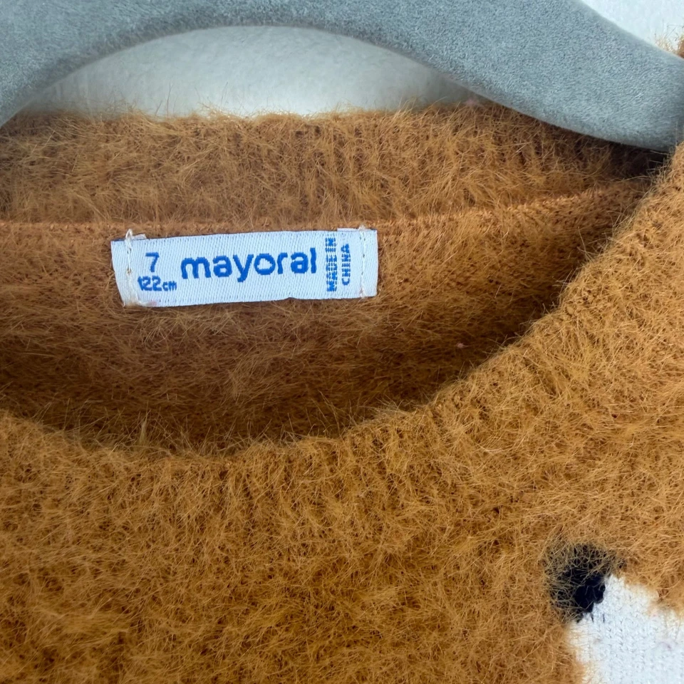 Suéter Mayoral Niños Marrón Difuso Estampado Perro Dálmata Niña Talla 7 Usado en Excelente Condición Foto 4 de 4