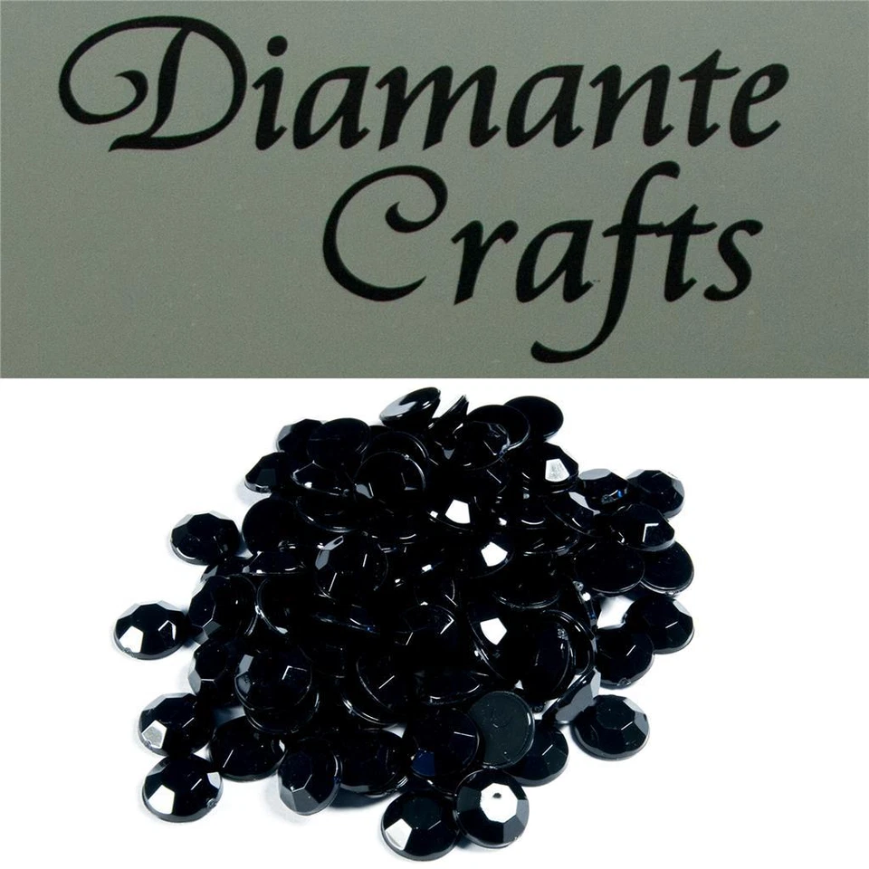 100 x 8mm Black Diamante Loose Flat Back Rhinestone Body Gems