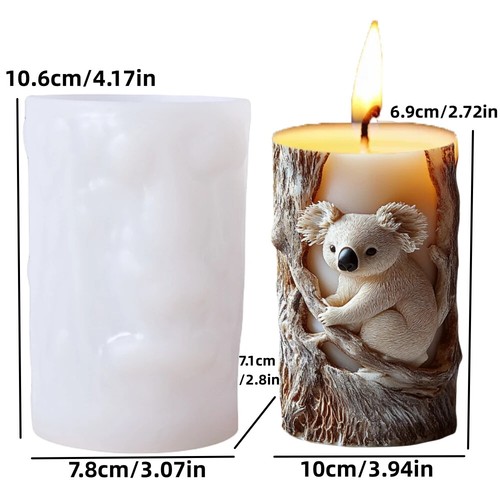 Bear Hug Jar Relief Cylindrical Candle Resin Mould Bee Flower Cement Gypsum Mold - Picture 15 of 38