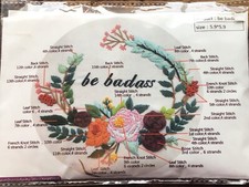 Brand New Louise Maelys Complete Beginner Embroidery Kit - Be Badass Floral NIP