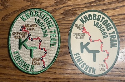 Knobstone Trail Indiana Finisher Complete 4 Patch and 4  Vinyl Sticker Set New