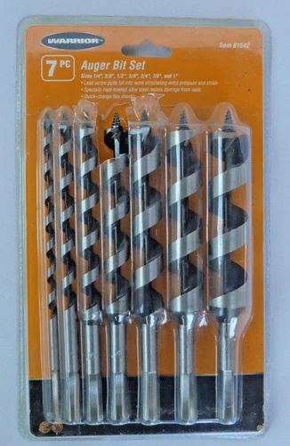 Warrior 7 Piece Auger Bit Set Open Box READ heat-treated alloy steel hex shanks