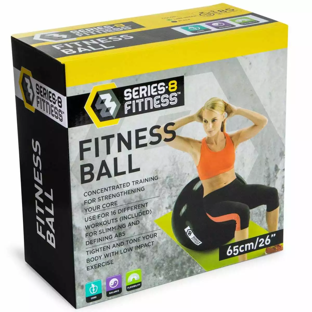 Series 8 Fitness Ball black 26 inch yoga core training new T 4