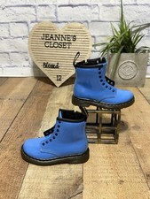 Dr. Martens 1460 Lace Up Fashion Boot Toddler Mid Blue Patent Lamper US 8