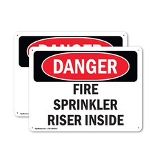  2 Pack Fire Sprinkler Riser Inside OSHA Danger Sign Decal Metal Plastic