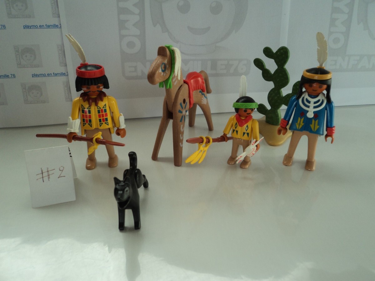 Set Playmobil Vintage Western Indiens Et Cheval Marron - Année 1989, Bon état