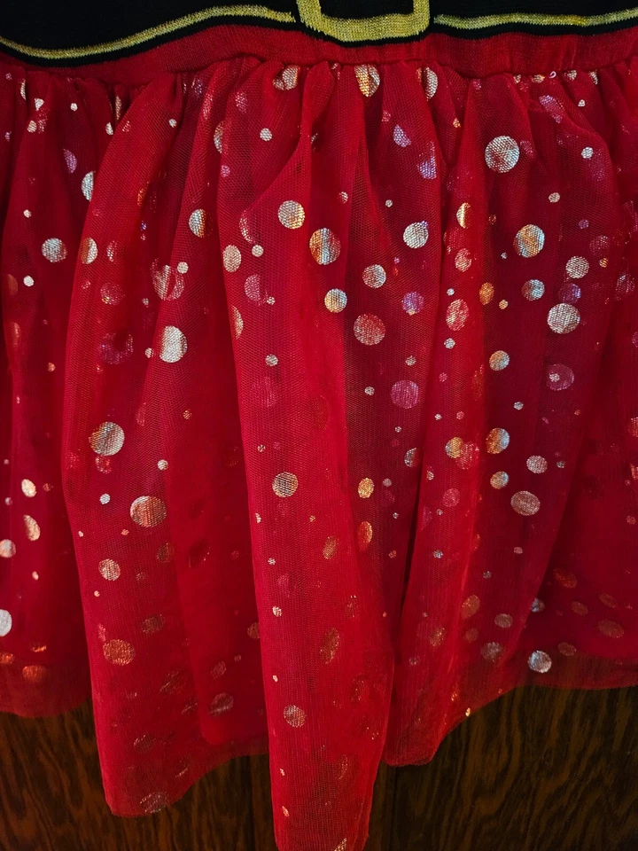 Holiday Sweater Girls Red Gold Christmas Santa Claus Festive Holiday Sweater Dre - Image 3 of 4