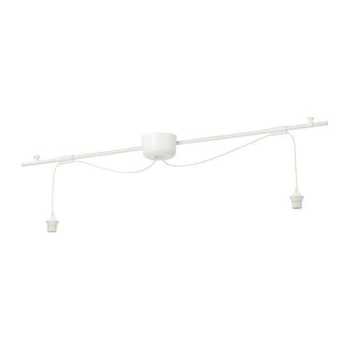 IKEA 照明　HEMMA IKEA HEMMA Double cord set with rail, white 53 1/2