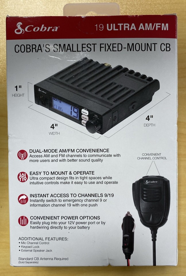 Cobra Dual Mode 19 Ultra AM/FM Compact CB Radio 4W Power 40 Channels | eBay