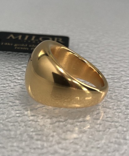 3.7g 14K GOLD MILOR ITALY Resin Core Cigar Band Polish Dome Wide Designer Ring 7
