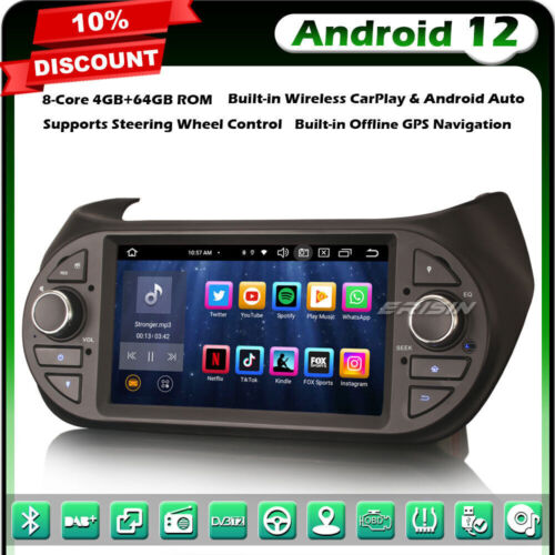 8-Cœur Android 12 GPS CarPlay Autoradio Fiat Fiorino Peugeot Bipper Citroen Nemo - Afbeelding 1 van 22