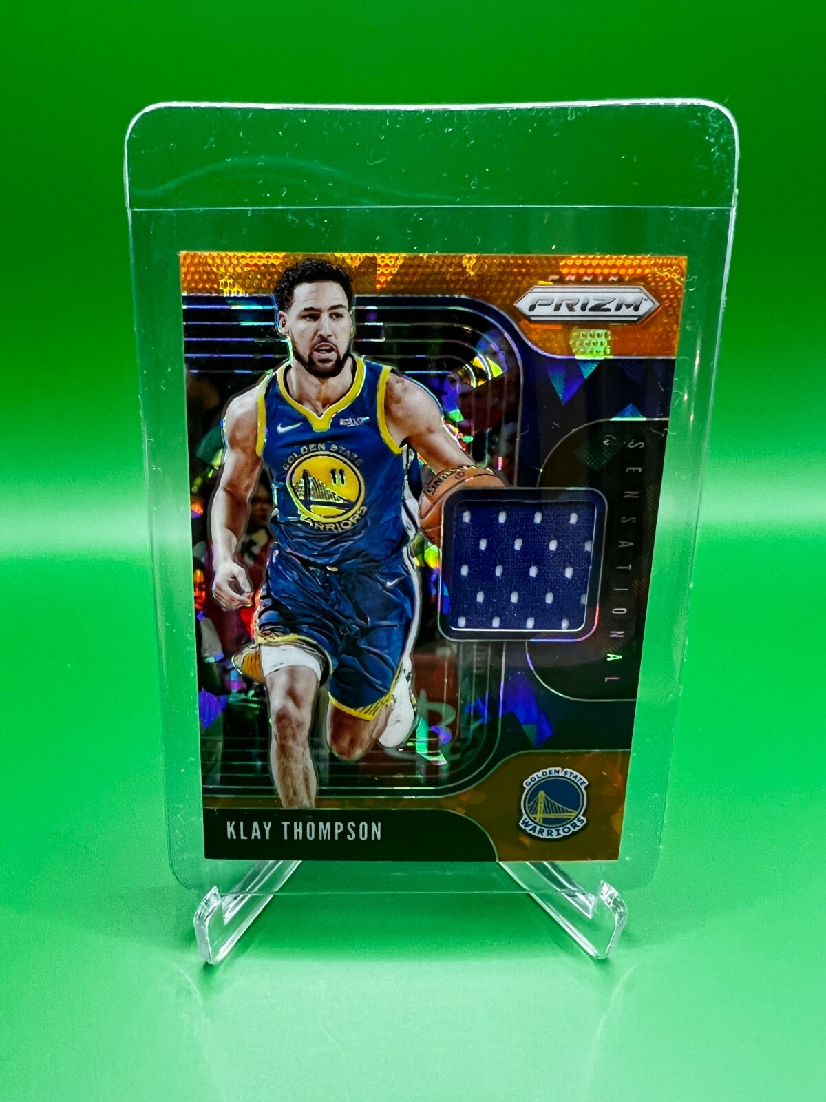 2019-20 Panini Prizm KLAY THOMPSON Orange Ice Sensational Swatch Jersey