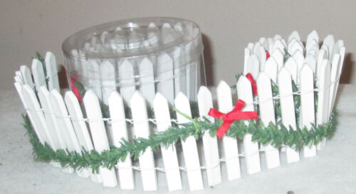 2 - 16" Sections 2" White Picket Fence with Garland & Bows Holiday Time