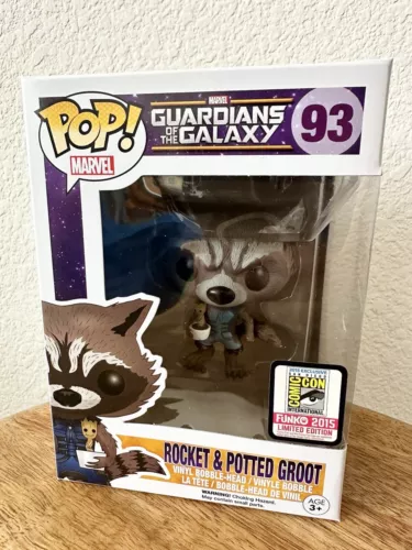 SDCC 2015 Marvel GOTG Rocket & Potted Groot #93 FUNKO POP LE NIB HTF RARE