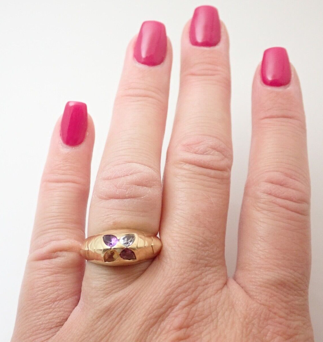 18k Solid Yellow Gold Designer Signed Multi Gemst… - image 10