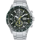 Lorus Men's Chronograph Watch Black Dial Silver Bracelet RM397HX9 RRP £129.99