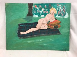 Orig. Earle T. Merchant Everyday Cape Ann MA Folk Nude Portrait Oil Painting #8