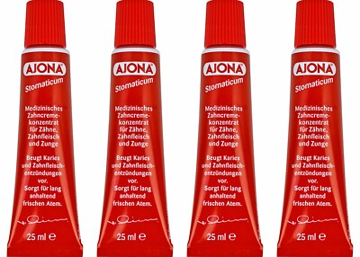   4x Ajona Stomaticum Zahncreme Medizinisches Zahncreme-Konzentrat (4 x 25ml)  