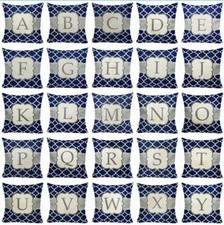Alphabet Letter A-Z Monogram Throw PILLOW COVER Double-Sided Cushion Case 18x18"