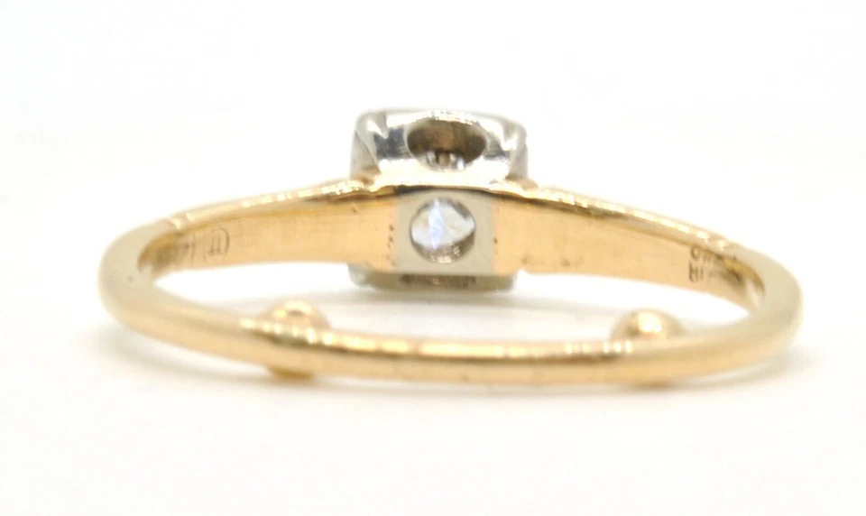 Anillo de compromiso solitario de diamantes conjunto ilusión de 1/4 quilates de oro amarillo de 14 quilates Foto 3 de 4