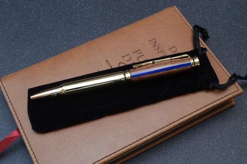 Thin Blue Line Law Enforcement Gold Bullet Twist Pen in North Georgia Walnut - Picture 9 of 10