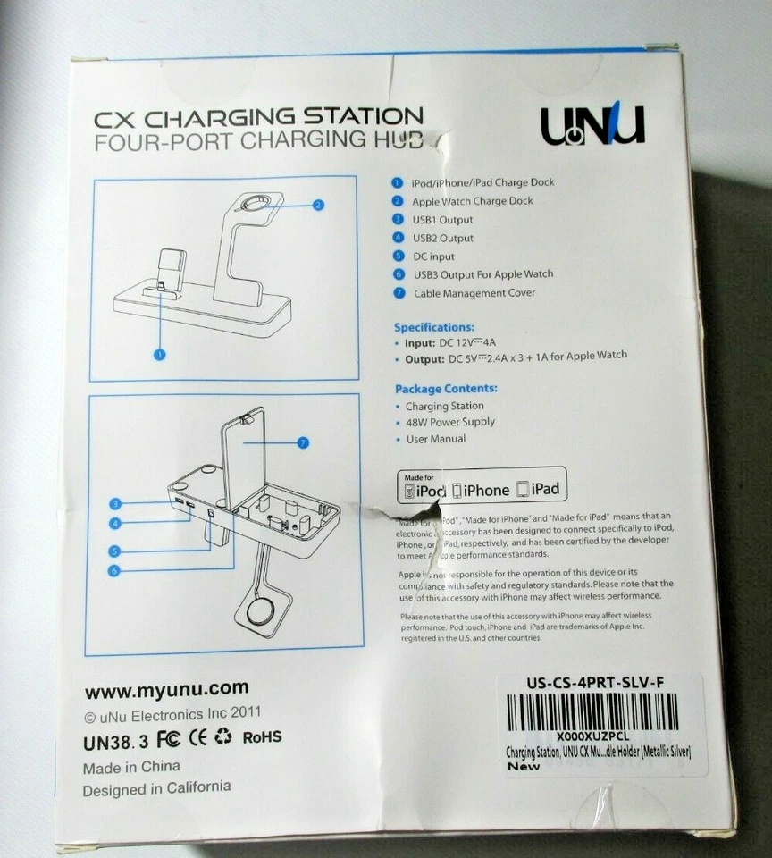 ESTACIÓN DE CARGA UNU CX CONCENTRADOR DE CARGA DE 4 PUERTOS PARA IPOD IPHONE IPAD APPLE WATCH Foto 2 de 4