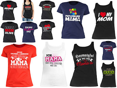 Damentop Geschenk Mutter T-Shirt für Mama Muttertag Geburtstag Patchwork Tshirt
