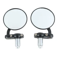 Motorcycle 3" Round 7/8" Handle Bar End Rearview Mirrors Motorbike Universal US