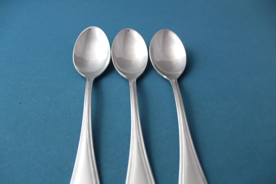 3 cucharaditas toalla ANTIGUA CON CUENTAS satinado 18/8 acero inoxidable Alemania 6 1/4" Foto 3 de 4