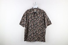 Vtg 90s Streetwear Mens Medium Abstract Rainbow Collared Hawaiian Button Shirt