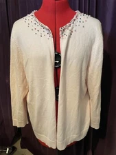 Silk Blend Beaded Cardigan - XL