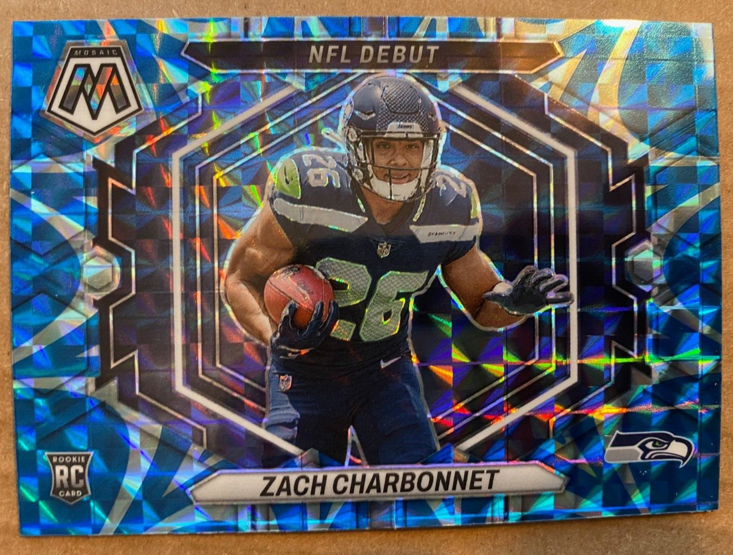 2023 Mosaic Blue Reactive Prizm NFL Debut ZACH CHARBONNET RC #ND-11 SEAHAWKS