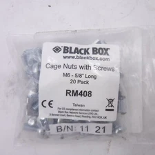 Black Box Network Services RM408 M6 Rail Hardware Pack, Cage Nuts & Screws