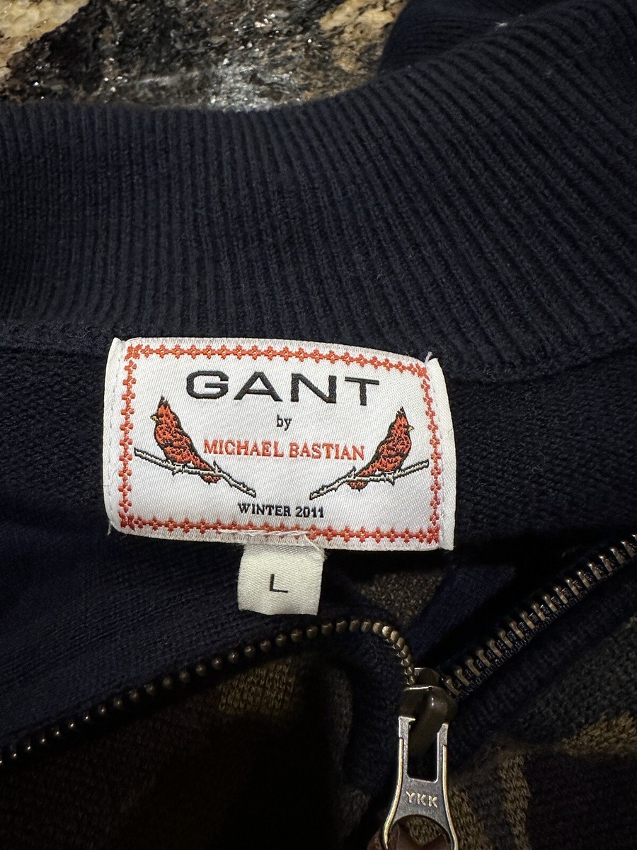 Gant by Michael Bastian Green Camo Navy Zip Up Wool Sweater | eBay