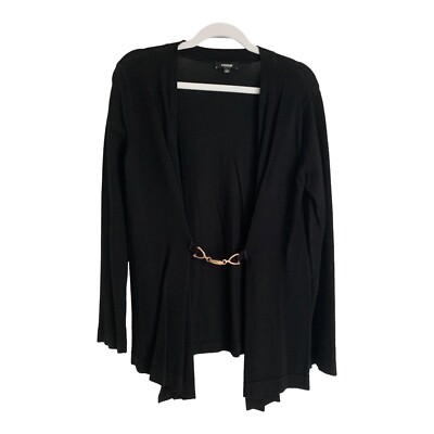 Premise Studio Knit Open Cardigan Womens Medium Black Long