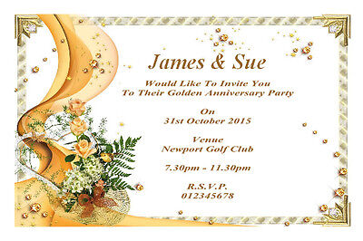 10 Personalised  Golden 50th  Wedding  Anniversary  