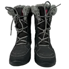 Columbia Ice Maiden Lace II Youth Snow Boots Size 3 Waterproof Black Faux Fur