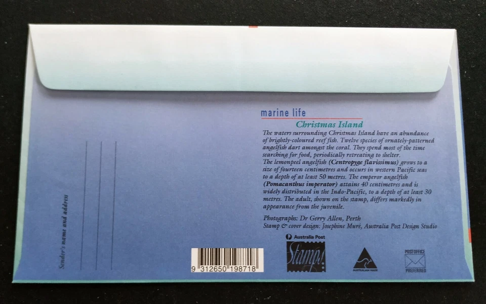 1995 Christmas Island Marine Life -- Fish Stamps FDC - Image 2 of 2