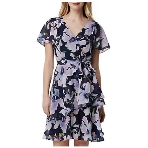 Tahari ASL Lavender Navy Floral Chiffon 