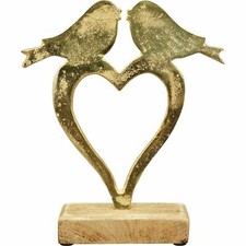 Herz mit Vogel Aurum - Holz/Alu - 24x5x27,5 c...
